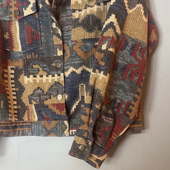 Colorful Patterned Jean Jacket - Picture 2 of 8